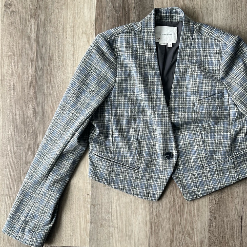 By Anthropologie Cropped Knit Tuxedo Blazer size 16 - Picture 11 of 14